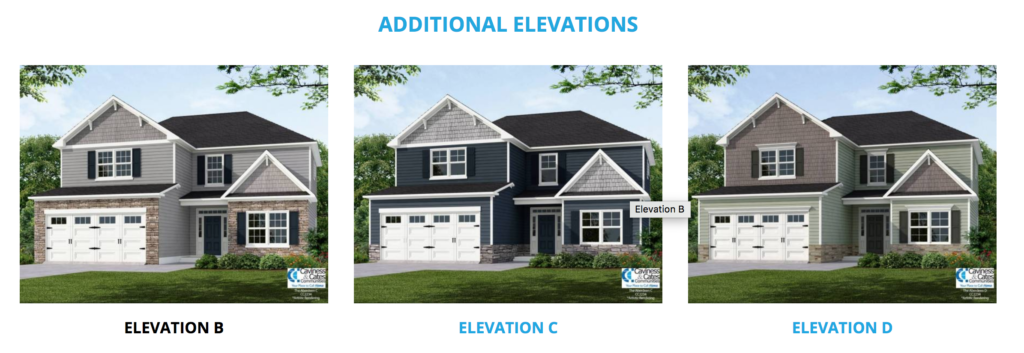 Aberdeen Floor Plan Different Elevations - Caviness and Cates